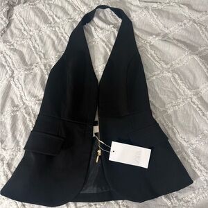 New Zara Black Halter Vest with Pockets